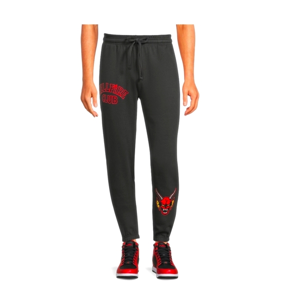 Stranger Things Men's Hellfire Club Joggers NWT Black Charcoal - Picture 1 of 3